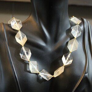 Vintage Lucite Flattened Cube Optic Illusion Beaded Necklace